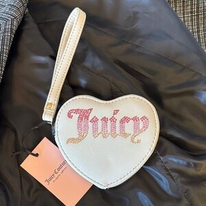 Juicy Couture Cream and Pink Heart Wristlet